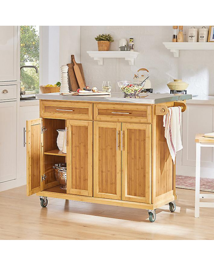 SoBuy Worktop Extensible Kitchen Trolley Island, FKW69-N