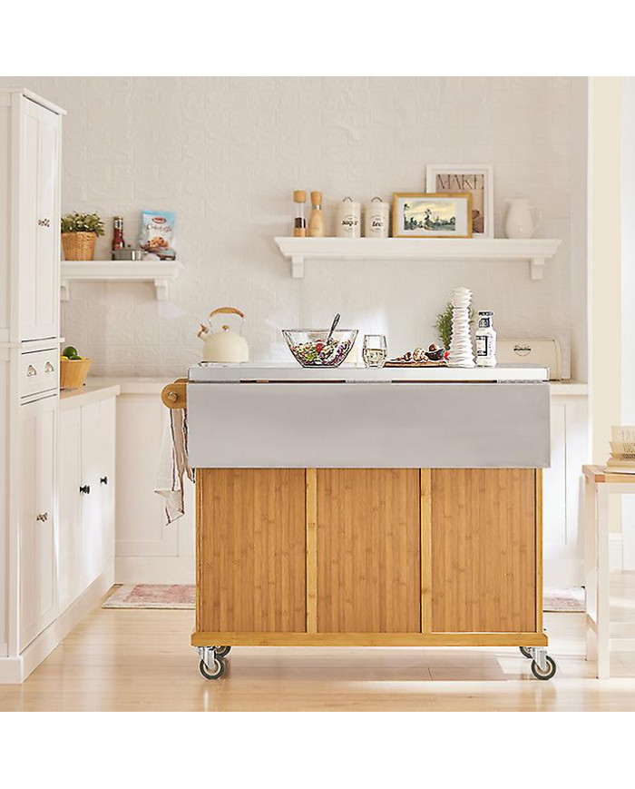 SoBuy Worktop Extensible Kitchen Trolley Island, FKW69-N