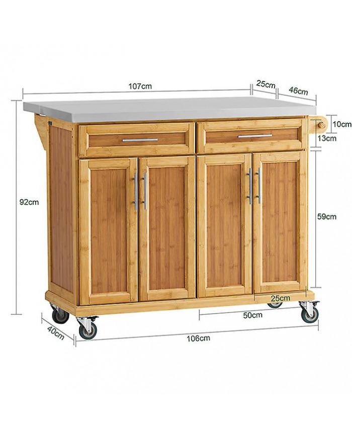 SoBuy Worktop Extensible Kitchen Trolley Island, FKW69-N