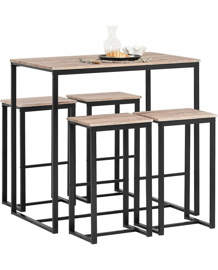 SoBuy Bar Set-1 Table de bar et 4 tabourets, Ensemble de salle à manger OGT15-N