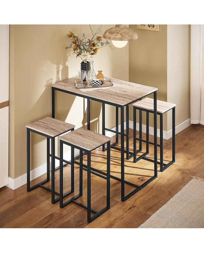 SoBuy Bar Set-1 Table de bar et 4 tabourets, Ensemble de salle à manger OGT15-N