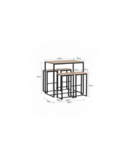 SoBuy Bar Set-1 Table de bar et 4 tabourets, Ensemble de salle à manger OGT15-N