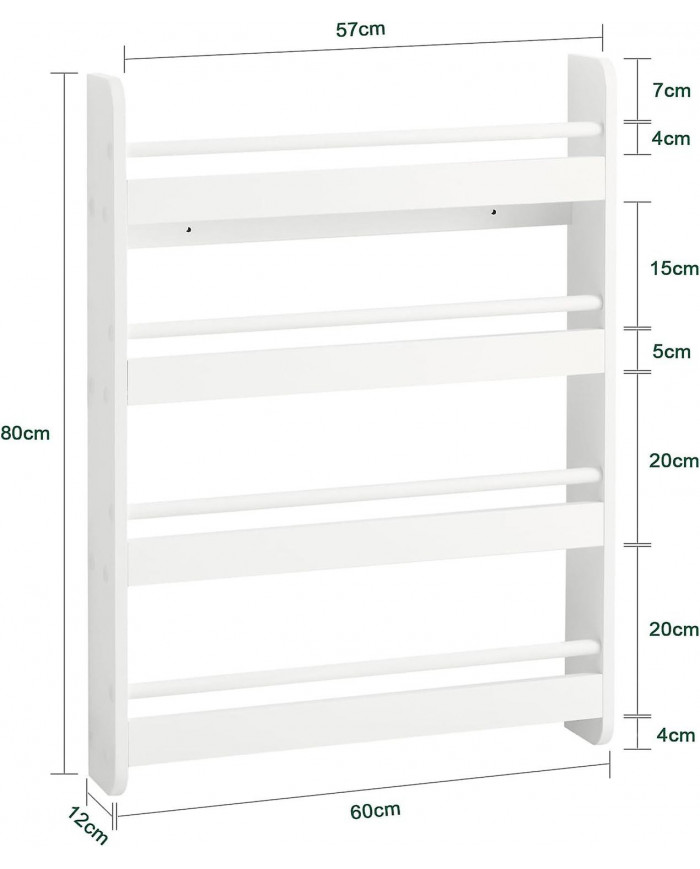 SoBuy bois blanc 4 niveaux enfants rangement mural rayonnage bibliothèque Rack KMB08-K-W