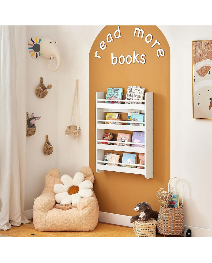 SoBuy bois blanc 4 niveaux enfants rangement mural rayonnage bibliothèque Rack KMB08-K-W
