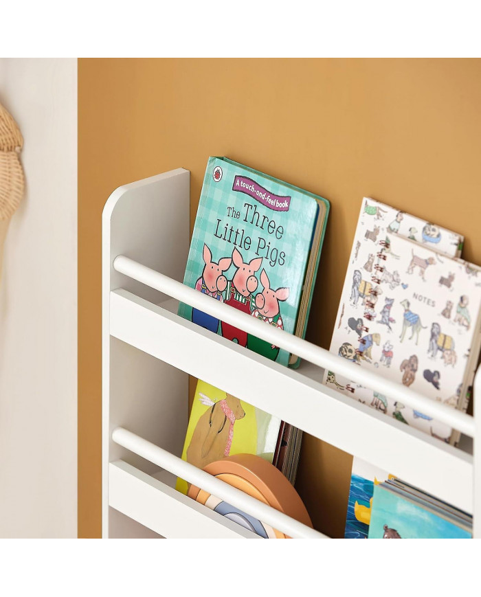 SoBuy bois blanc 4 niveaux enfants rangement mural rayonnage bibliothèque Rack KMB08-K-W