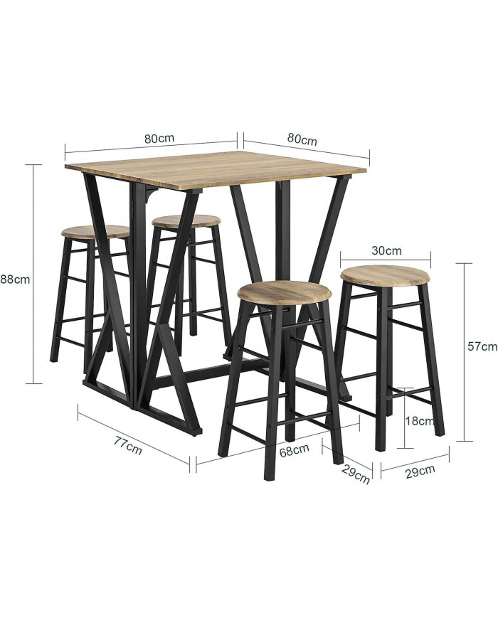 SoBuy Bar Set-Table de barre à moitié pliée et 4 tabourets, OGT24-N