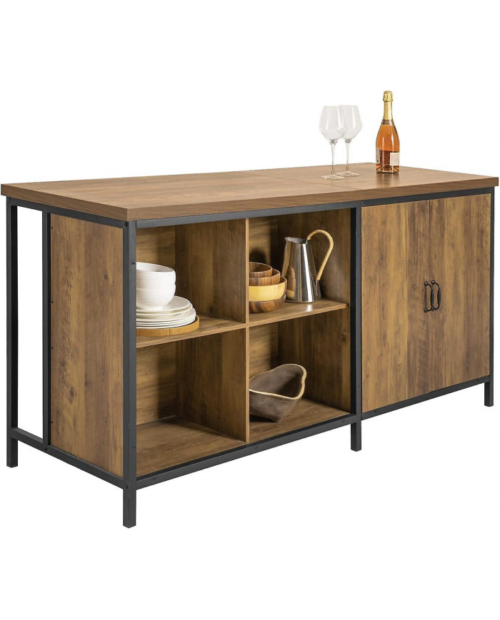 SoBuy Kitchen Island Armoire de cuisine autoportante Highborad Dresser Cabinet Buffet Bar Table, KNL01-F