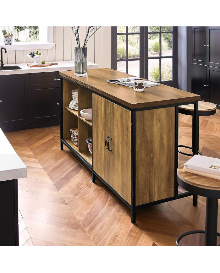 SoBuy Kitchen Island Armoire de cuisine autoportante Highborad Dresser Cabinet Buffet Bar Table, KNL01-F