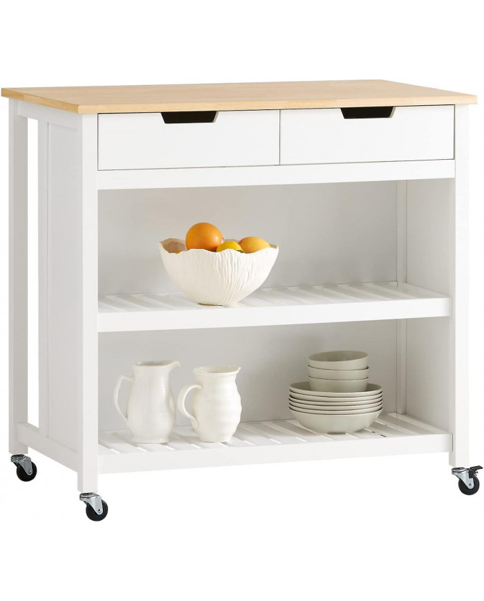 SoBuy White Wood Cuisine Chariot Rangement Placard FKW74-WN