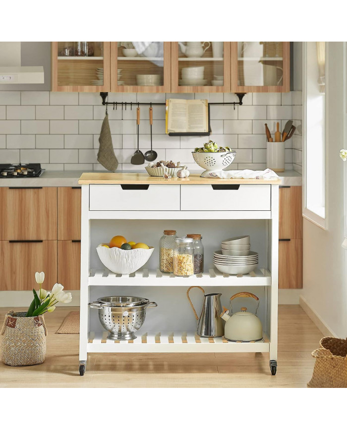 SoBuy White Wood Cuisine Chariot Rangement Placard FKW74-WN