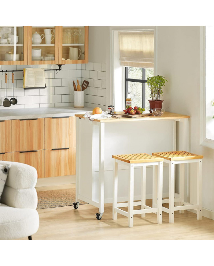 SoBuy White Wood Cuisine Chariot Rangement Placard FKW74-WN