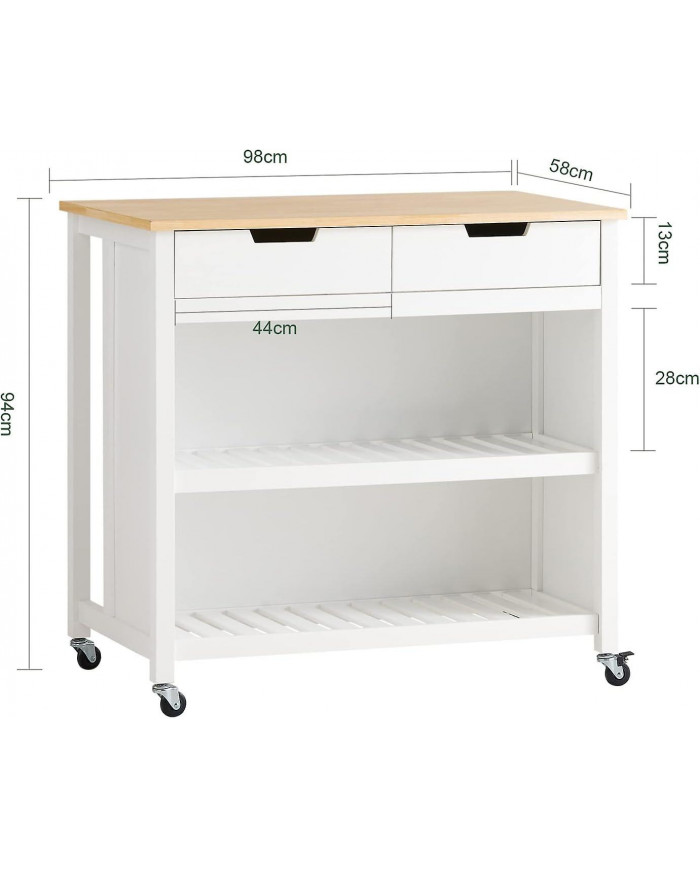 SoBuy White Wood Cuisine Chariot Rangement Placard FKW74-WN