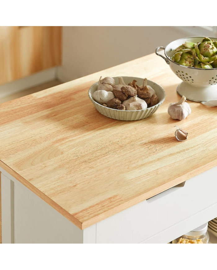 SoBuy White Wood Cuisine Chariot Rangement Placard FKW74-WN