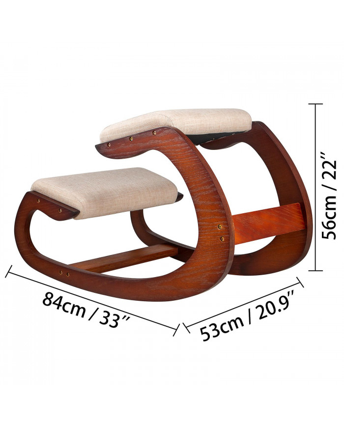 Chaise ergonomique Agenouillée Velours Chaises de bureau Accueil Rocking Posture Tabouret Bois