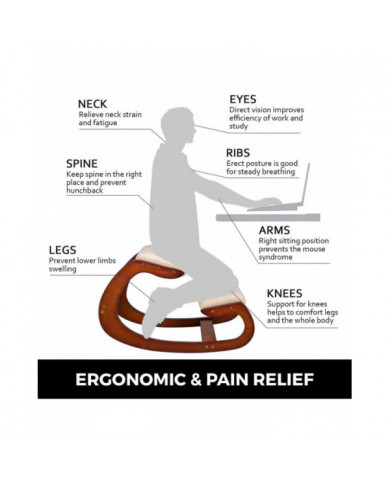 Chaise ergonomique Agenouillée Velours Chaises de bureau Accueil Rocking Posture Tabouret Bois