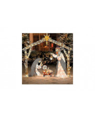 Crèche extérieure avec lumières, décoration de cour de Noël Sainte Famille, ensemble de Noël en plein air, [...]