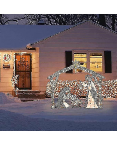 Crèche extérieure avec lumières, décoration de cour de Noël Sainte Famille, ensemble de Noël en plein air, [...]