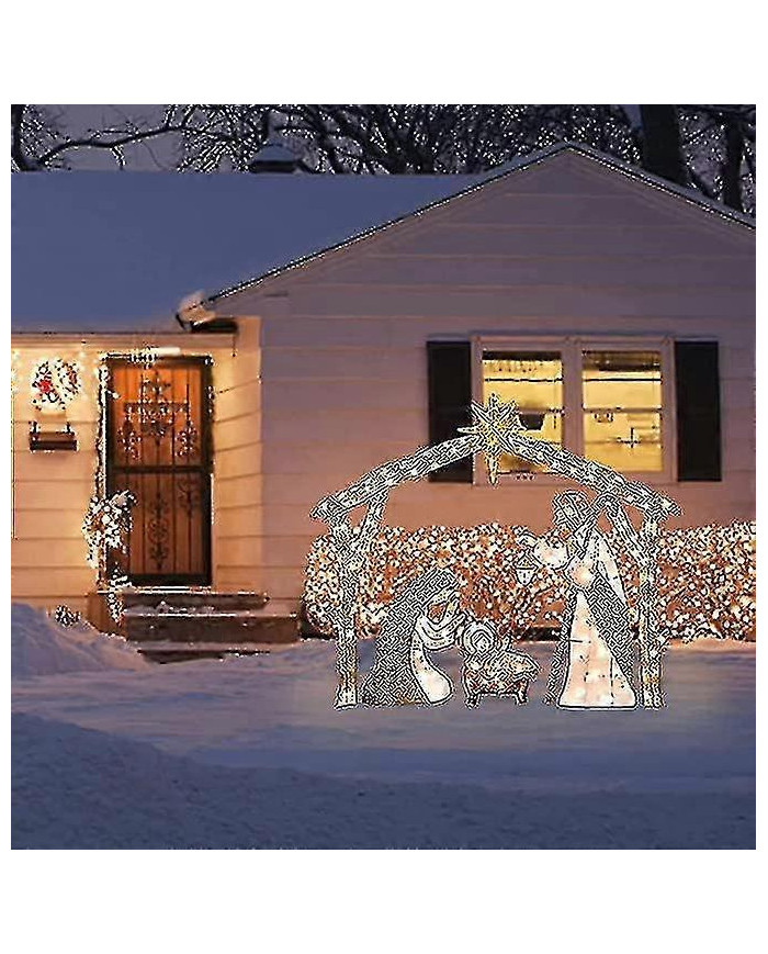 Crèche extérieure avec lumières, décoration de cour de Noël Sainte Famille, ensemble de Noël en plein air, [...]