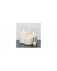 Clear Glass LED Candles with Remote Flickering Realistic Flameless Battery Candles Set of 3 D 3" H 4" 5" 6"