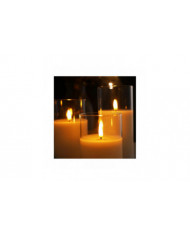 Clear Glass LED Candles with Remote Flickering Realistic Flameless Battery Candles Set of 3 D 3" H 4" 5" 6"
