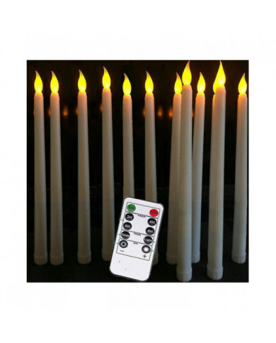 Lot De 10 Bougies Coniques À Led À Piles Avec Télécommande, Bougies De Salle À Manger Ivoire Finition Cire Lisse, [...]