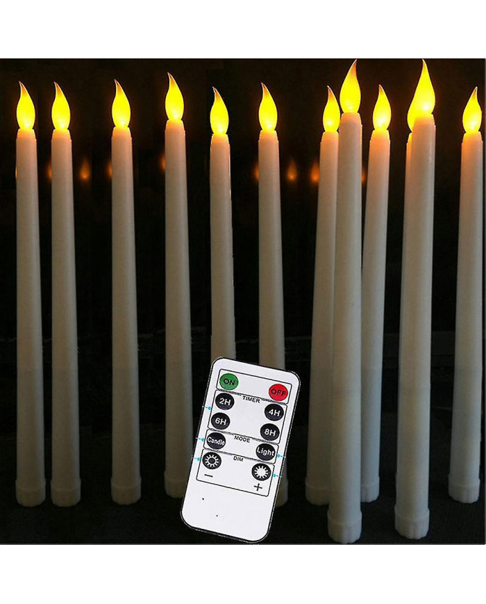 Lot De 10 Bougies Coniques À Led À Piles Avec Télécommande, Bougies De Salle À Manger Ivoire Finition Cire Lisse, [...]