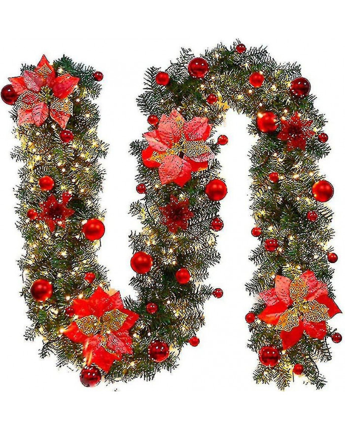 Couronne de Noël avec guirlandes lumineuses à led - 270 cm - Couronne de Noël artificielle - Décoration de Noël - [...]