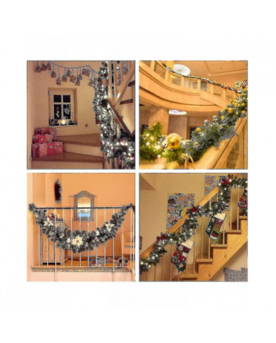 Couronne de Noël avec guirlandes lumineuses à led - 270 cm - Couronne de Noël artificielle - Décoration de Noël - [...]