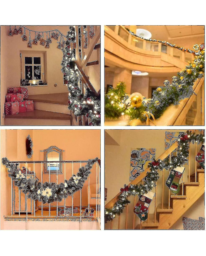 Couronne de Noël avec guirlandes lumineuses à led - 270 cm - Couronne de Noël artificielle - Décoration de Noël - [...]