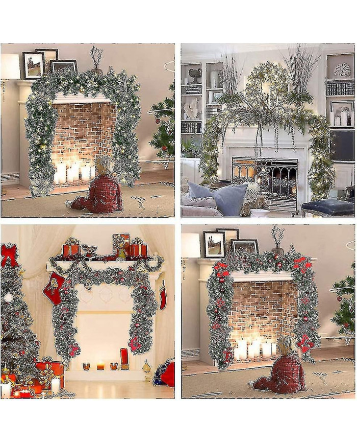 Couronne de Noël avec guirlandes lumineuses à led - 270 cm - Couronne de Noël artificielle - Décoration de Noël - [...]