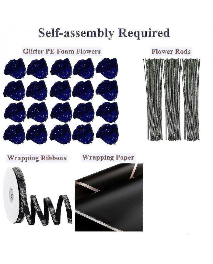 Paillettes Rose Bouquet bleu artificiel Rose fleurs Bouquet éternelle brillant fausses Roses Bouquet amour cadeaux [...]