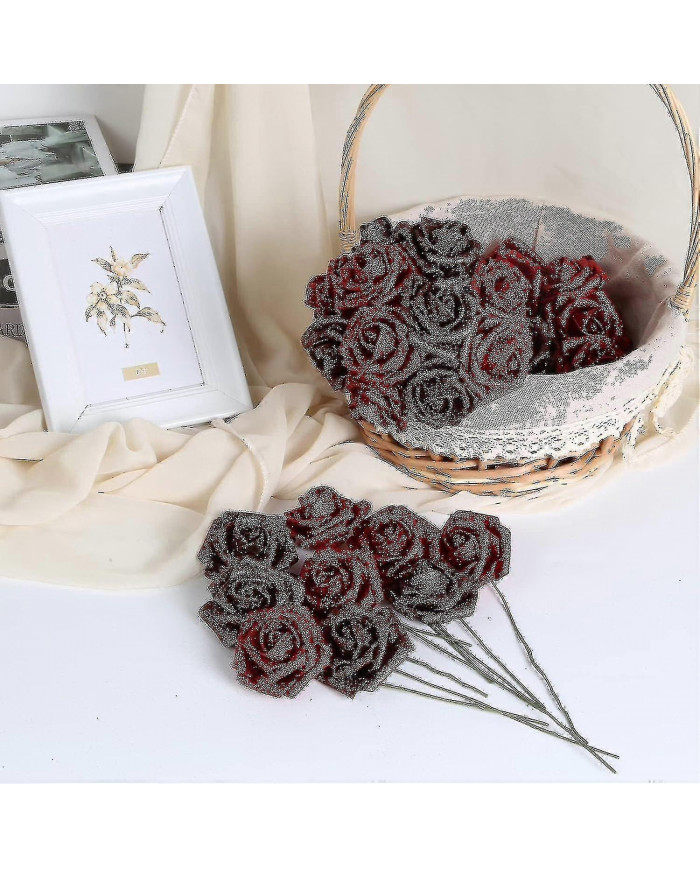 Paillettes Rose Bouquet bleu artificiel Rose fleurs Bouquet éternelle brillant fausses Roses Bouquet amour cadeaux [...]