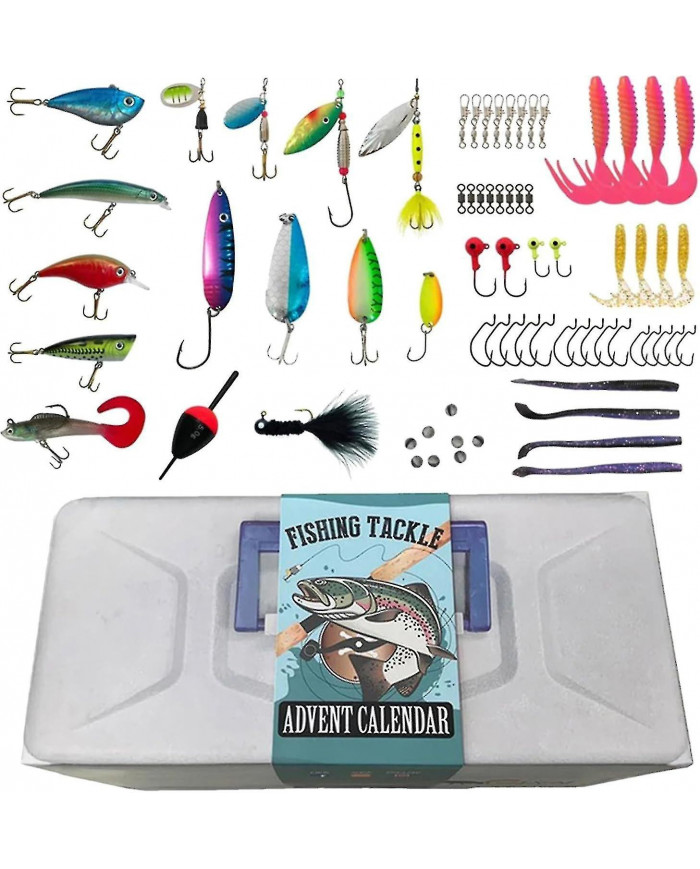 Calendrier de l’Avent Pêche Compte à rebours de Noël 24 jours Leurres de pêche Set Blind Box pour pêcheur Adulte [...]