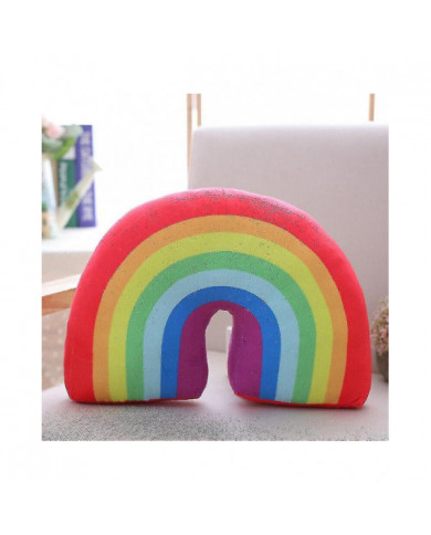 Canapé Arc-en-ciel Coussin Decor Arc-en-ciel en forme d’oreiller Moelleux Coussin en peluche enfants cadeau-ZZY