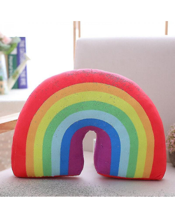Canapé Arc-en-ciel Coussin Decor Arc-en-ciel en forme d’oreiller Moelleux Coussin en peluche enfants cadeau-ZZY