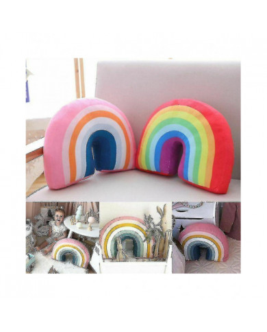 Canapé Arc-en-ciel Coussin Decor Arc-en-ciel en forme d’oreiller Moelleux Coussin en peluche enfants cadeau-ZZY