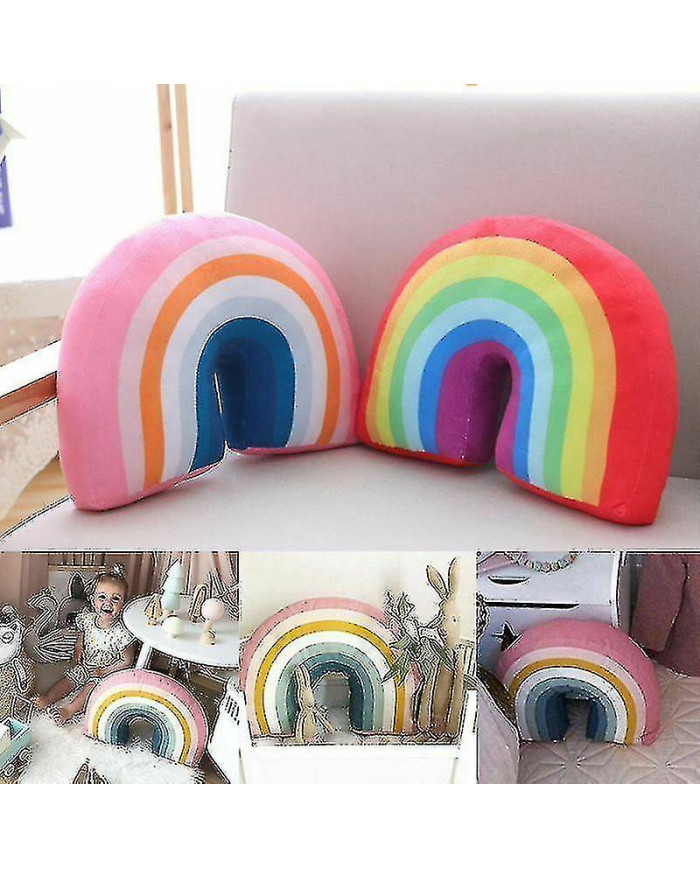 Canapé Arc-en-ciel Coussin Decor Arc-en-ciel en forme d’oreiller Moelleux Coussin en peluche enfants cadeau-ZZY