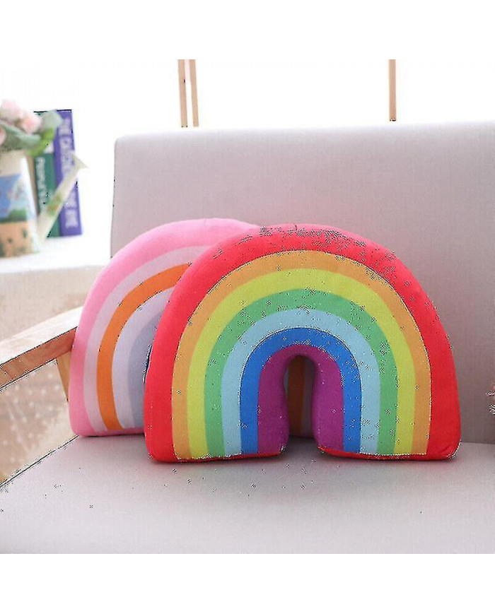 Canapé Arc-en-ciel Coussin Decor Arc-en-ciel en forme d’oreiller Moelleux Coussin en peluche enfants cadeau-ZZY