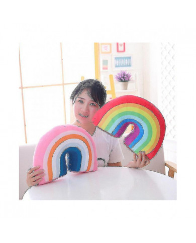 Canapé Arc-en-ciel Coussin Decor Arc-en-ciel en forme d’oreiller Moelleux Coussin en peluche enfants cadeau-ZZY