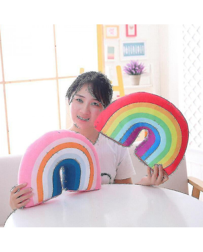 Canapé Arc-en-ciel Coussin Decor Arc-en-ciel en forme d’oreiller Moelleux Coussin en peluche enfants cadeau-ZZY