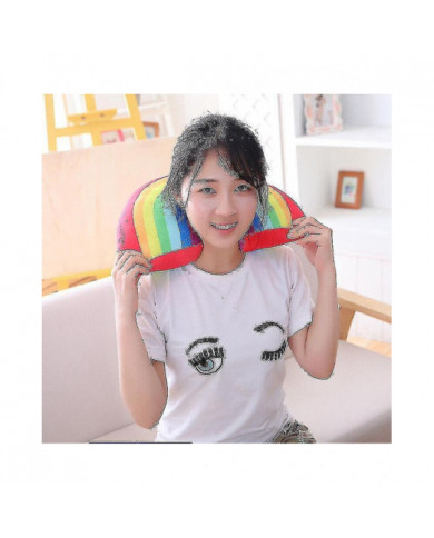 Canapé Arc-en-ciel Coussin Decor Arc-en-ciel en forme d’oreiller Moelleux Coussin en peluche enfants cadeau-ZZY