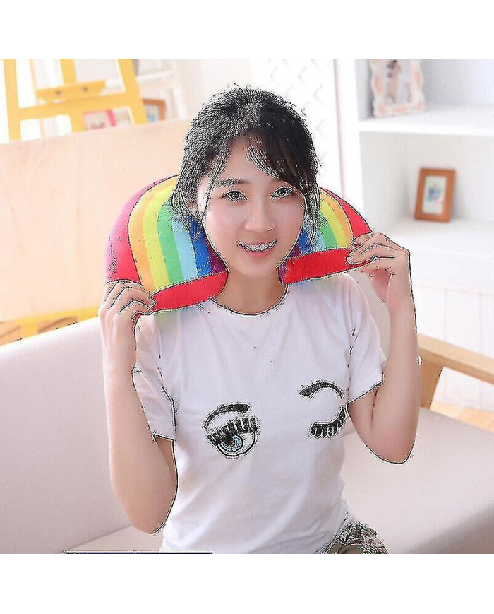 Canapé Arc-en-ciel Coussin Decor Arc-en-ciel en forme d’oreiller Moelleux Coussin en peluche enfants cadeau-ZZY