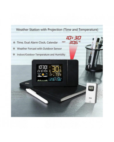 Fj3391 Station météorologique multifonctionnelle Réveil Prévisions météorologiques Température extérieure [...]