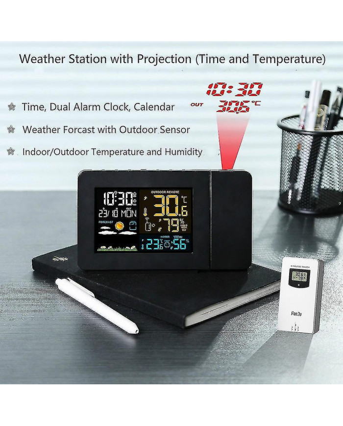 Fj3391 Station météorologique multifonctionnelle Réveil Prévisions météorologiques Température extérieure [...]