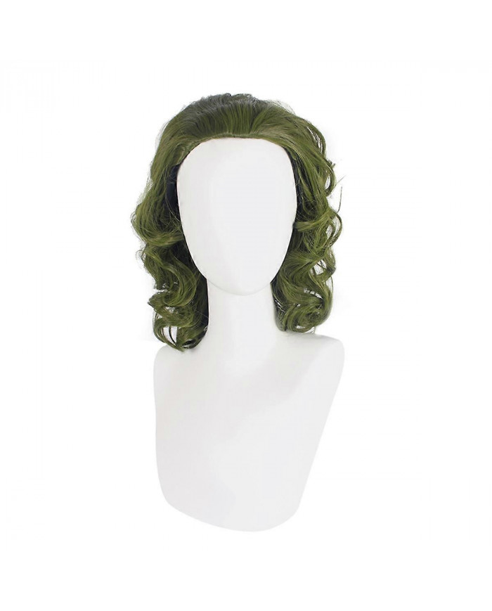 Perruque verte pour Clown Costume Perruque Hommes Perruque Courte Ondulée Joker Fleck Perruque Halloween Party