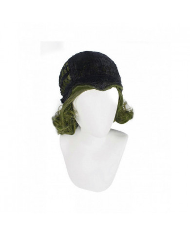 Perruque verte pour Clown Costume Perruque Hommes Perruque Courte Ondulée Joker Fleck Perruque Halloween Party