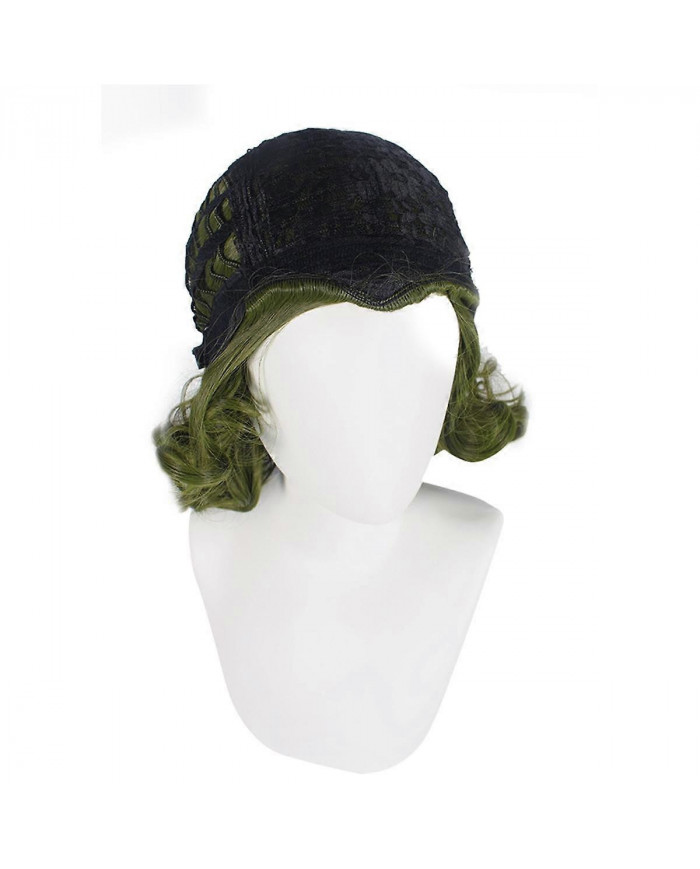 Perruque verte pour Clown Costume Perruque Hommes Perruque Courte Ondulée Joker Fleck Perruque Halloween Party