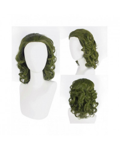 Perruque verte pour Clown Costume Perruque Hommes Perruque Courte Ondulée Joker Fleck Perruque Halloween Party