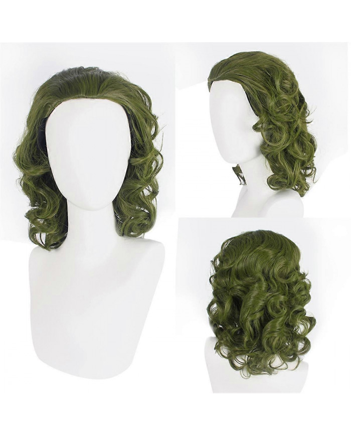 Perruque verte pour Clown Costume Perruque Hommes Perruque Courte Ondulée Joker Fleck Perruque Halloween Party