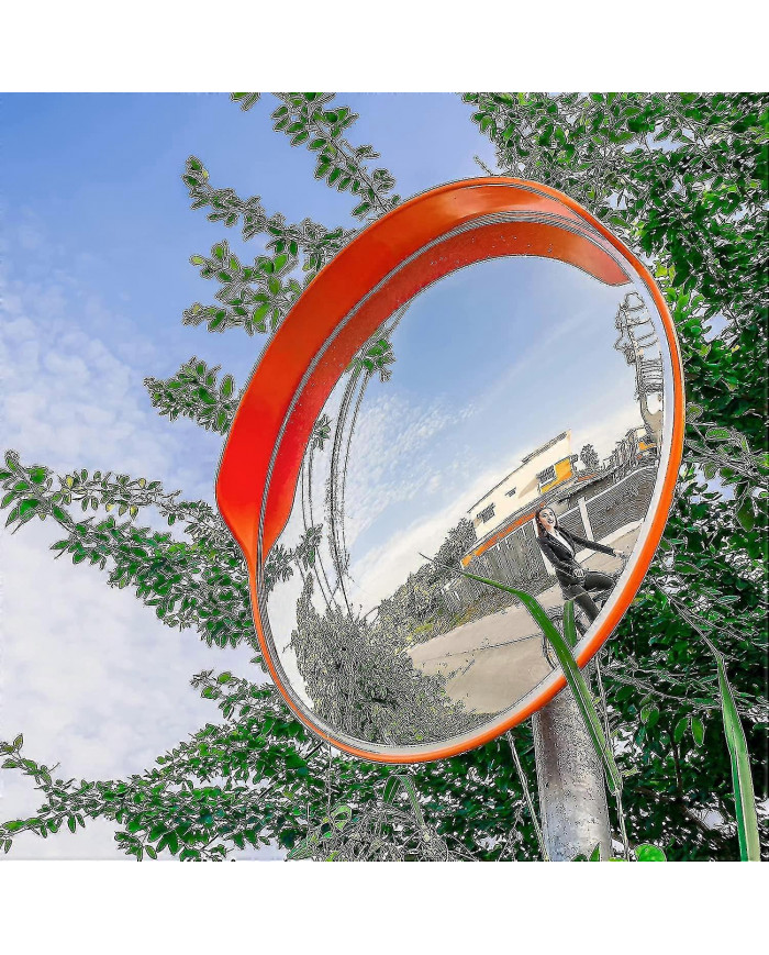 Rétroviseur De Signalisation 45 Cm Professionnel Résistant Aux Intempéries Extérieur Rouge 1